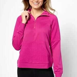 Muk Luks 1/4 Zip Lounge Topper Womens Size 3X Pink Berry Atheisure Sweatshirt